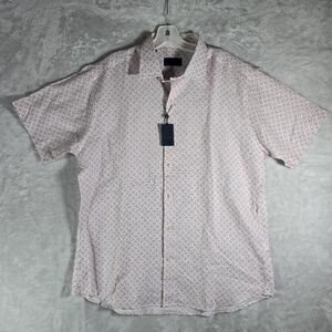 David Donahue Button Up Short Sleeve Mens Size Large L Red Floral Nantucket NWT